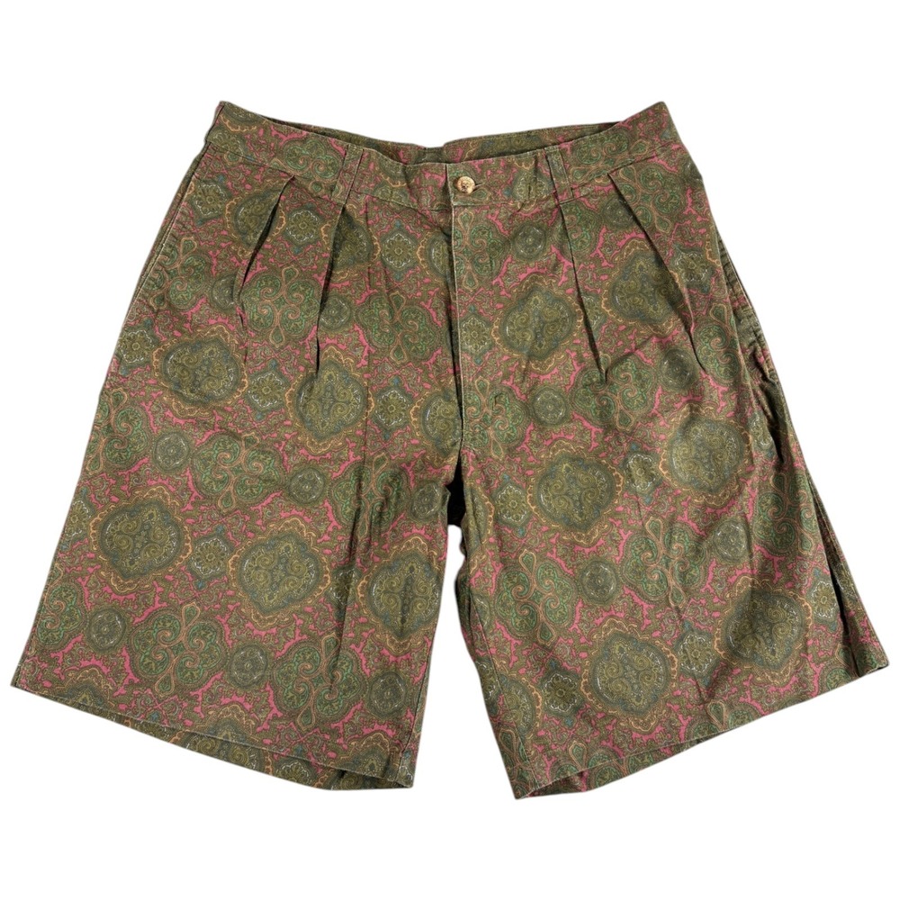 Duck Head Paisley Shorts Mens W34 Green Pink Vintage Relaxed Cotton‎ Outdoors